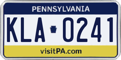 PA license plate KLA0241