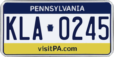 PA license plate KLA0245