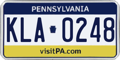 PA license plate KLA0248
