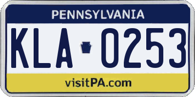 PA license plate KLA0253