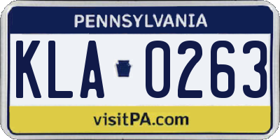 PA license plate KLA0263