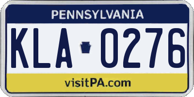 PA license plate KLA0276