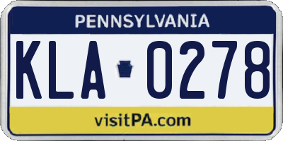 PA license plate KLA0278