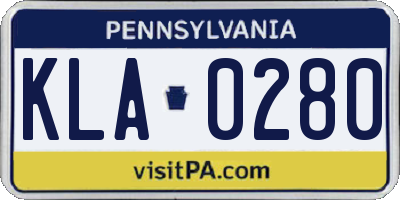 PA license plate KLA0280