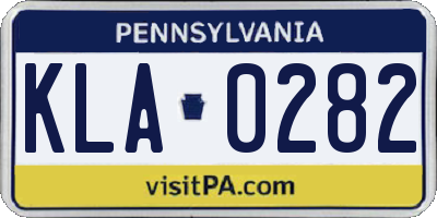 PA license plate KLA0282