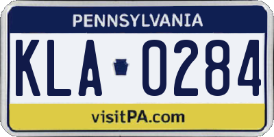 PA license plate KLA0284