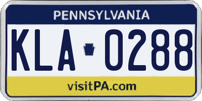 PA license plate KLA0288