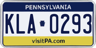PA license plate KLA0293