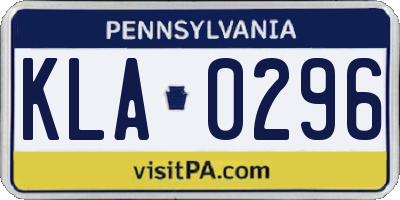 PA license plate KLA0296
