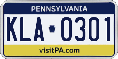PA license plate KLA0301