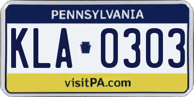 PA license plate KLA0303