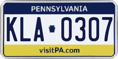 PA license plate KLA0307