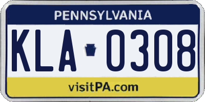 PA license plate KLA0308