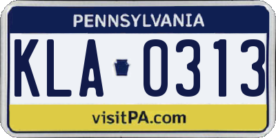 PA license plate KLA0313