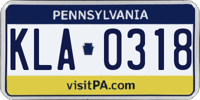PA license plate KLA0318
