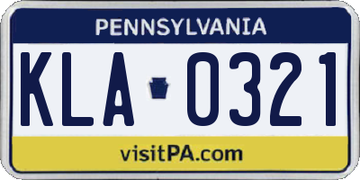 PA license plate KLA0321