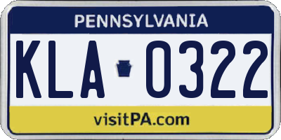 PA license plate KLA0322