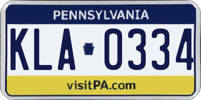 PA license plate KLA0334