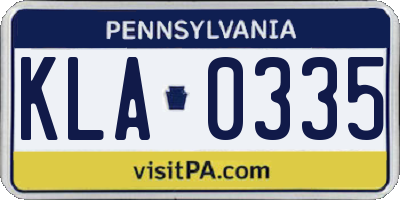 PA license plate KLA0335