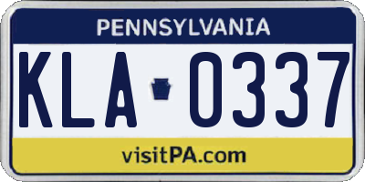 PA license plate KLA0337