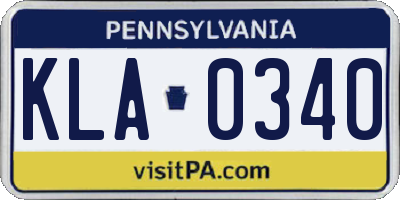 PA license plate KLA0340