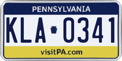 PA license plate KLA0341