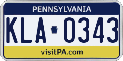 PA license plate KLA0343