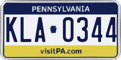 PA license plate KLA0344