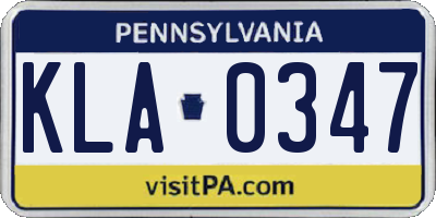 PA license plate KLA0347