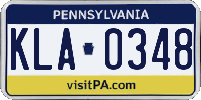PA license plate KLA0348