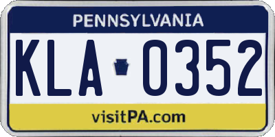 PA license plate KLA0352
