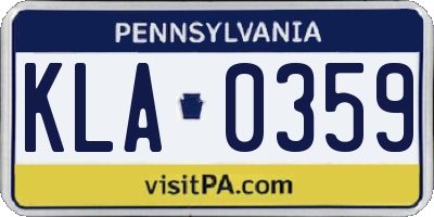 PA license plate KLA0359