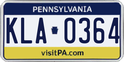 PA license plate KLA0364
