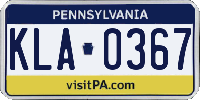PA license plate KLA0367