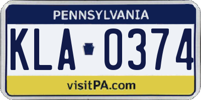 PA license plate KLA0374