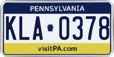 PA license plate KLA0378