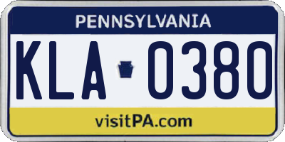 PA license plate KLA0380