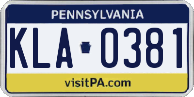 PA license plate KLA0381