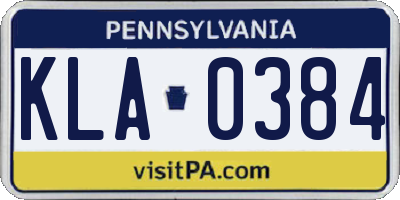 PA license plate KLA0384