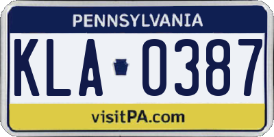 PA license plate KLA0387