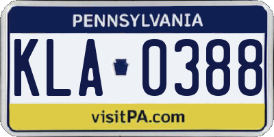 PA license plate KLA0388
