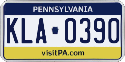 PA license plate KLA0390