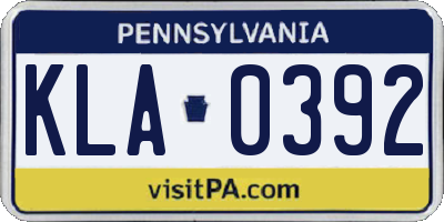 PA license plate KLA0392