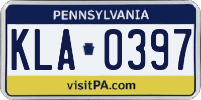 PA license plate KLA0397