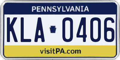 PA license plate KLA0406