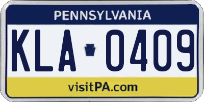 PA license plate KLA0409