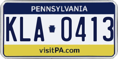 PA license plate KLA0413