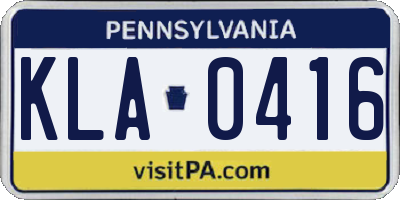 PA license plate KLA0416