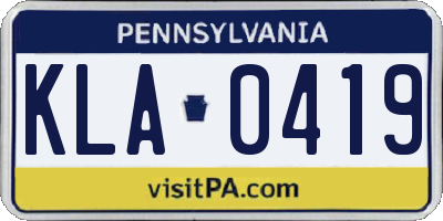 PA license plate KLA0419