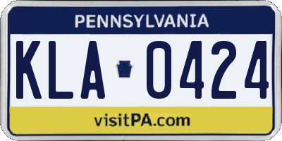 PA license plate KLA0424